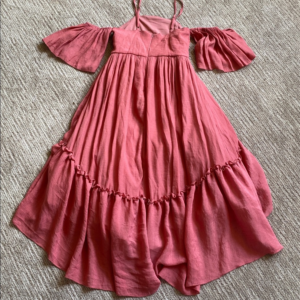 Mia Joy Girls Rose Pink Cold-Shoulder Tiered Spaghetti Strap Full High Low Dress